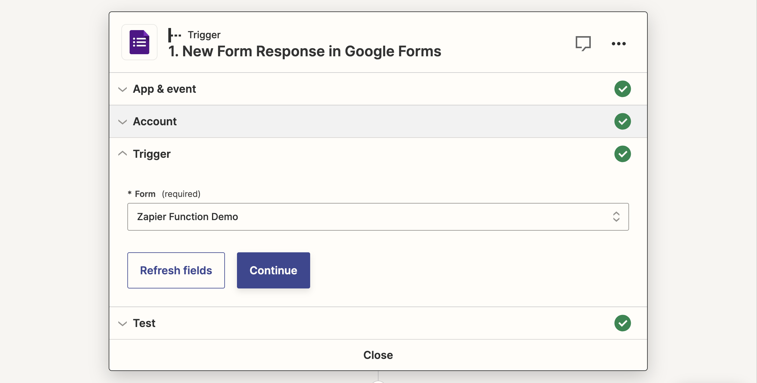 creating a form trigger on Zapier
