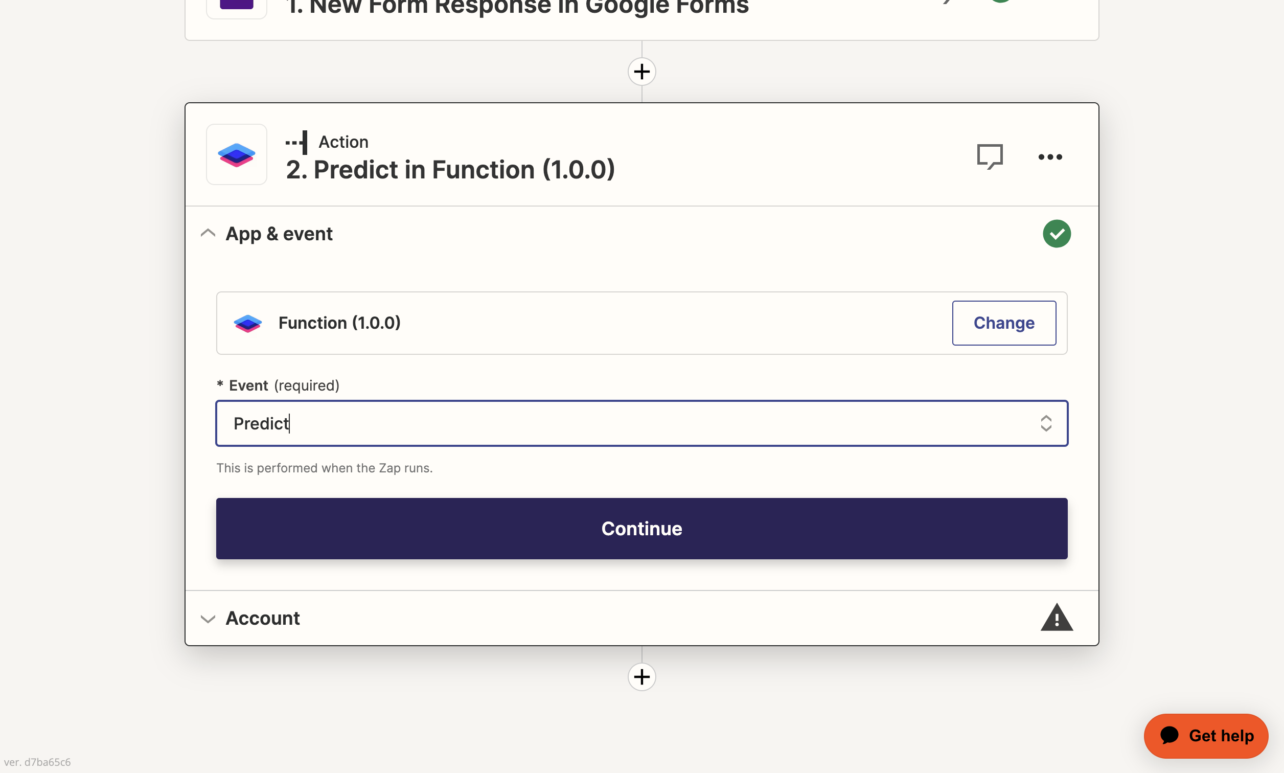 adding a Function action on Zapier